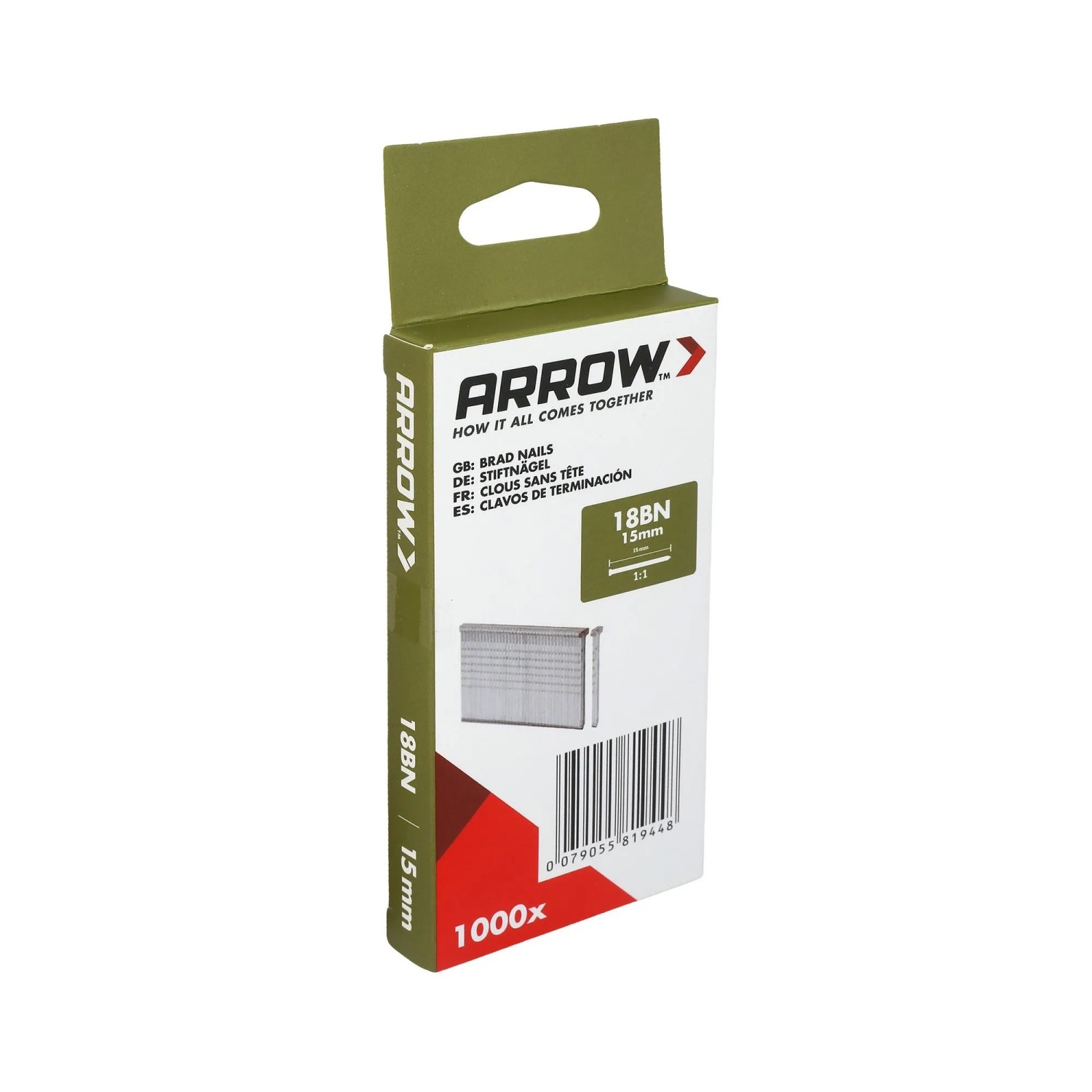 Arrow Hřebík do hřebíkovačky 18BN, délka 15 mm, 1000 ks
