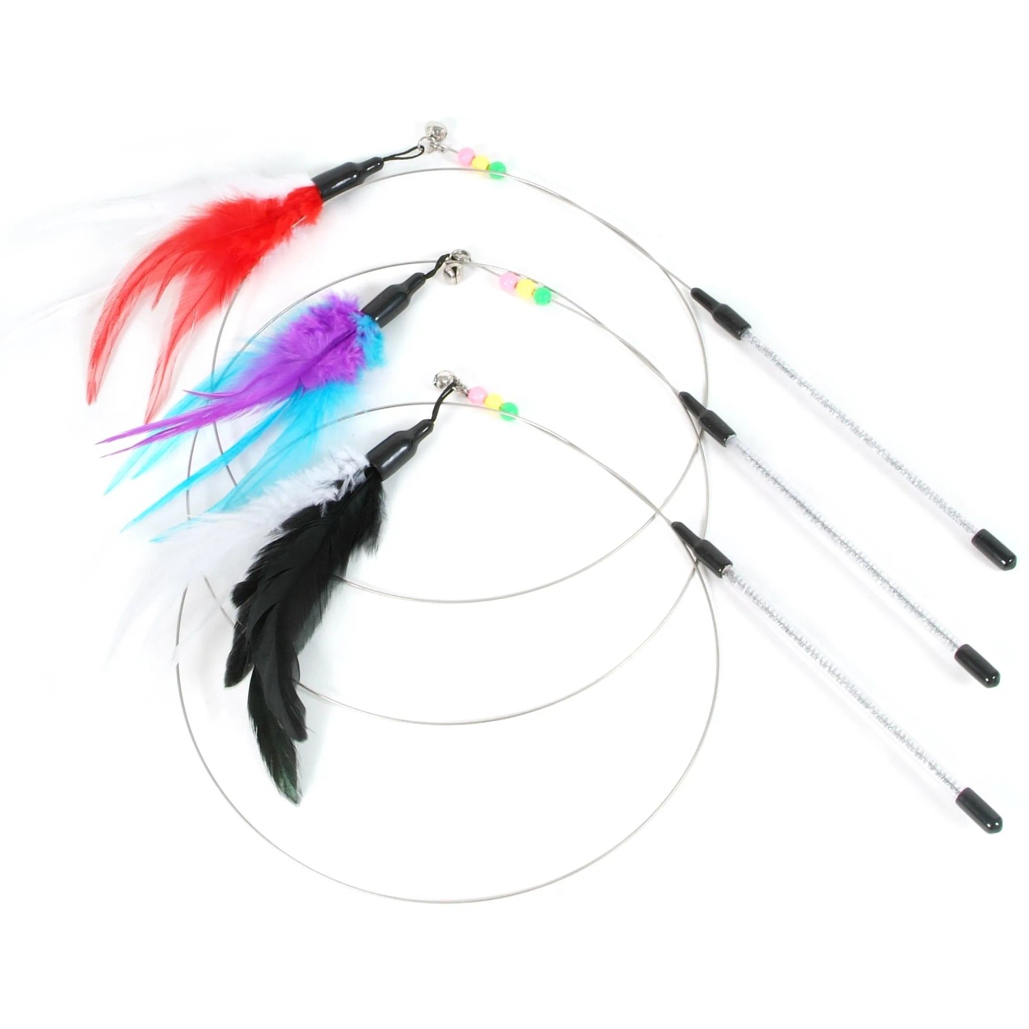 Levně Olala Pets Hračka pro kočky - mávátko udice s přívěskem, různé druhy, 18 + 78 cm