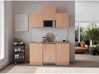 Respekta Kuchyně Gerda buk/žula 150 cm-skloker. deska, mikrovlnka, lednice Respekta Kuchyně Gerda buk/žula 150 cm-skloker. deska, mikrovlnka, lednice