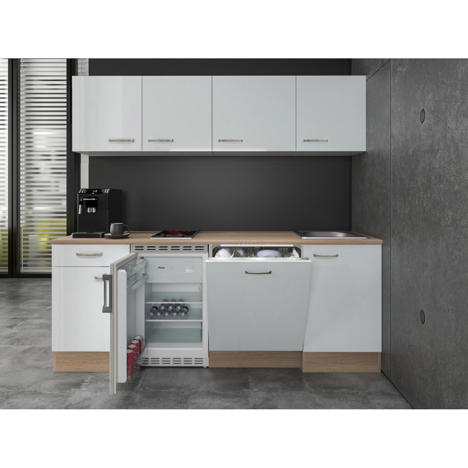 Flex-Well Kuchyně Valero 210 cm/typ 5 - lednice/varná deska/myčka