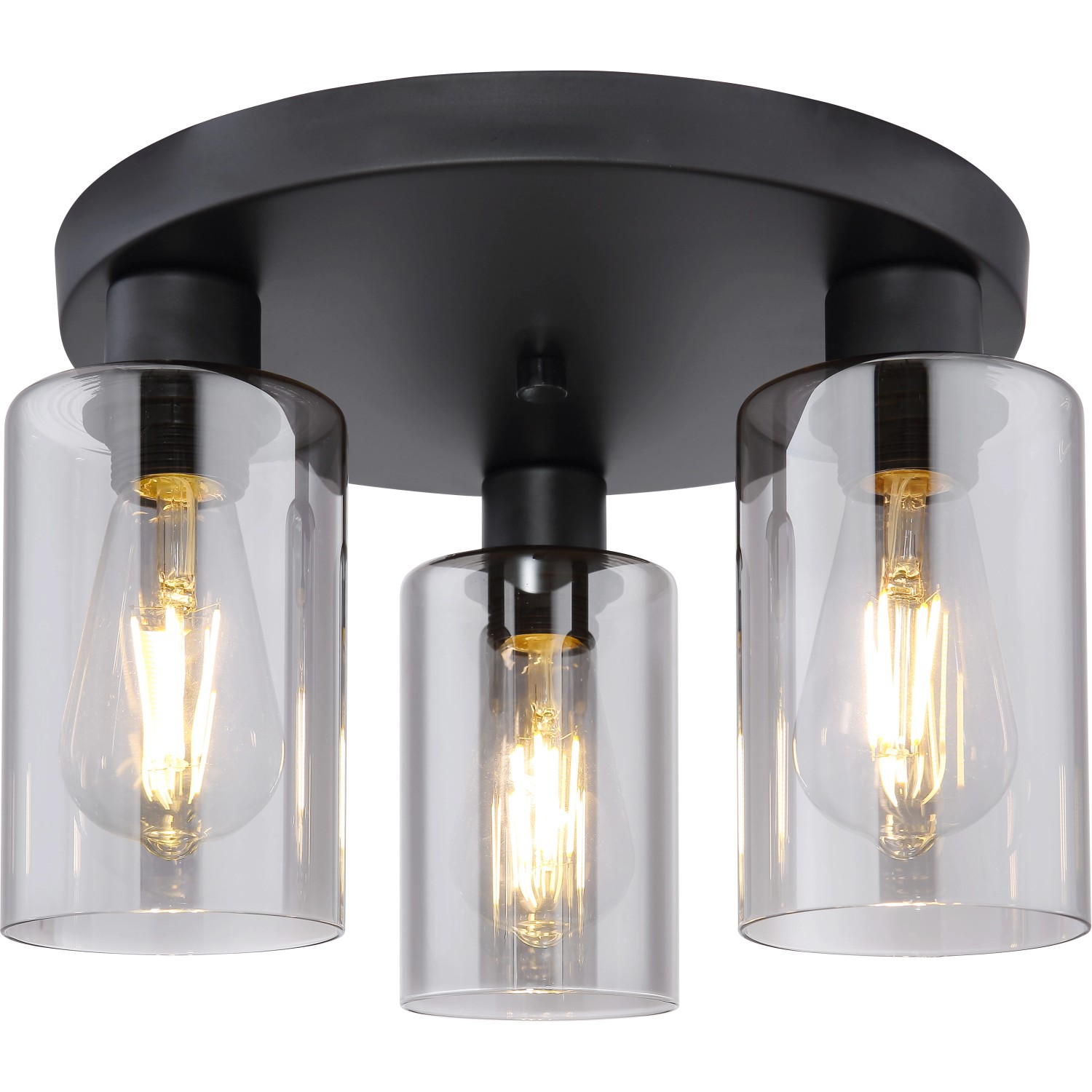 GLOBO Stropní svítidlo HADERA černá/kouřová E27 60 W pr. 340 x 220 mm