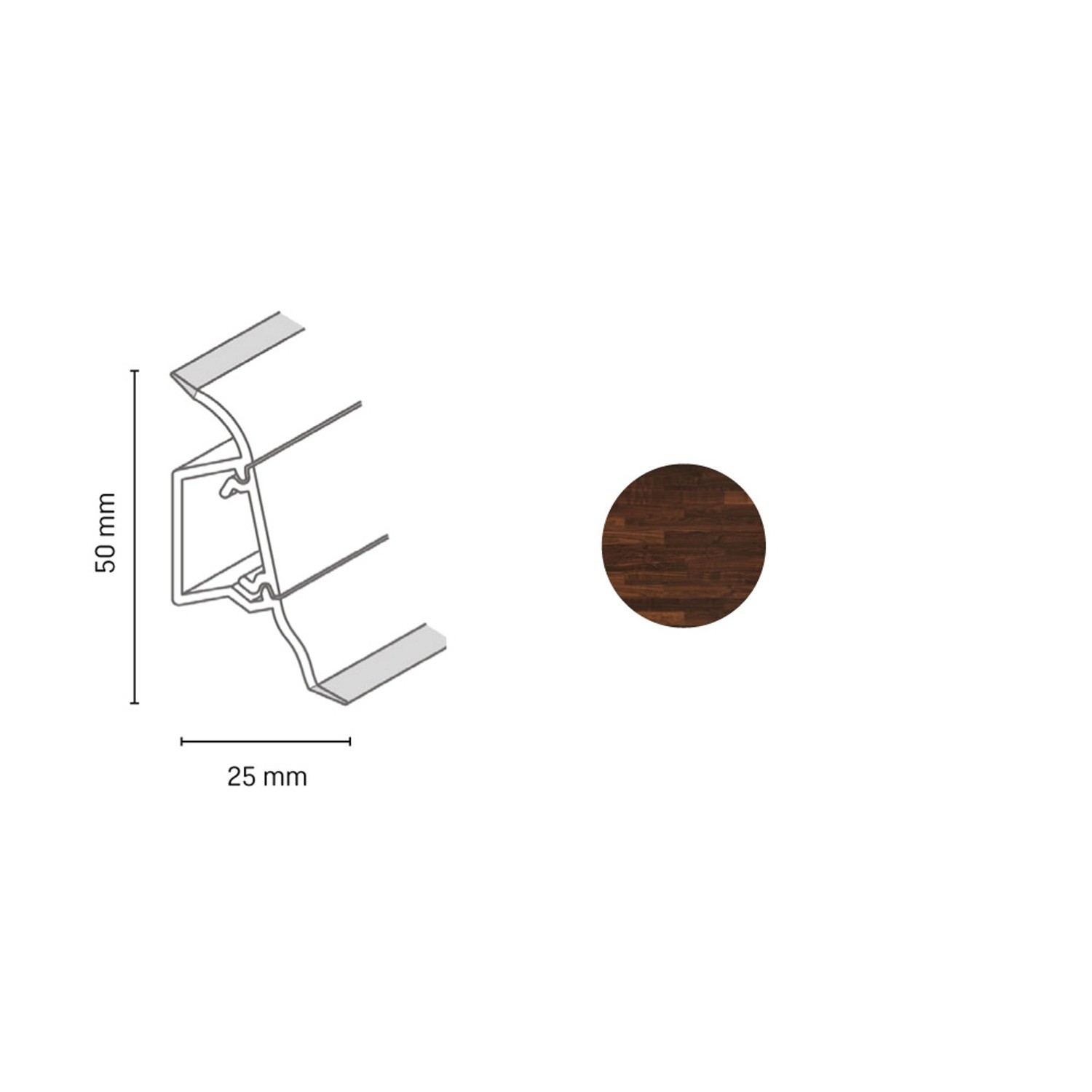 Döllken Profiles Lišta SLK 50 2125 ořech virginia 50 x 25 x 2500 mm