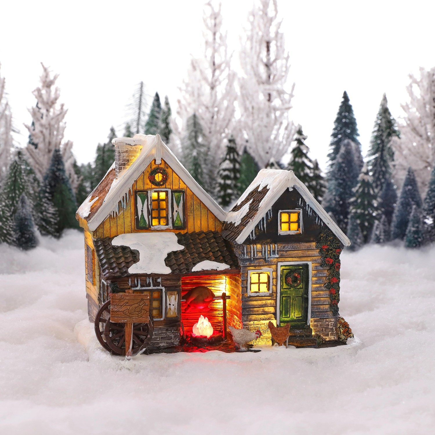 Luville Kuřecí farma s osvětlením, 19,5 x 14,5 x 15,5 cm