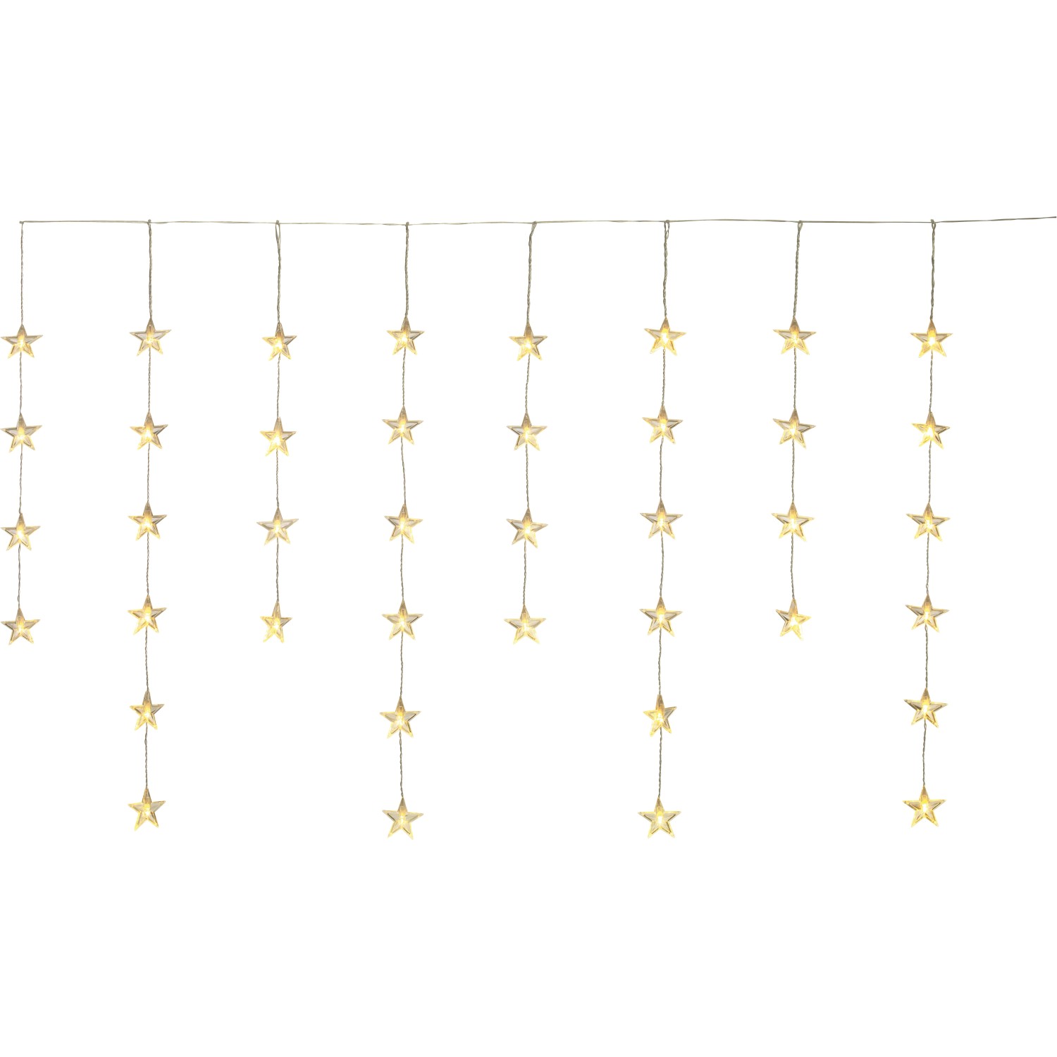 VLC LED světelný závěs s hvězdami 40xLED teplá bílá, IP44, čirý, 0,9 x 1,4 m