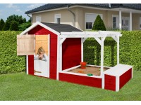 Weka Dětský domeček na hraní Tabaluga, červená-bílá, 154 x 284 x 153 cm Weka Dětský domeček na hraní Tabaluga, červená-bílá, 154 x 284 x 153 cm