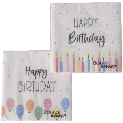 Boltze Ubrousky Happy Birthday různé druhy 20 ks