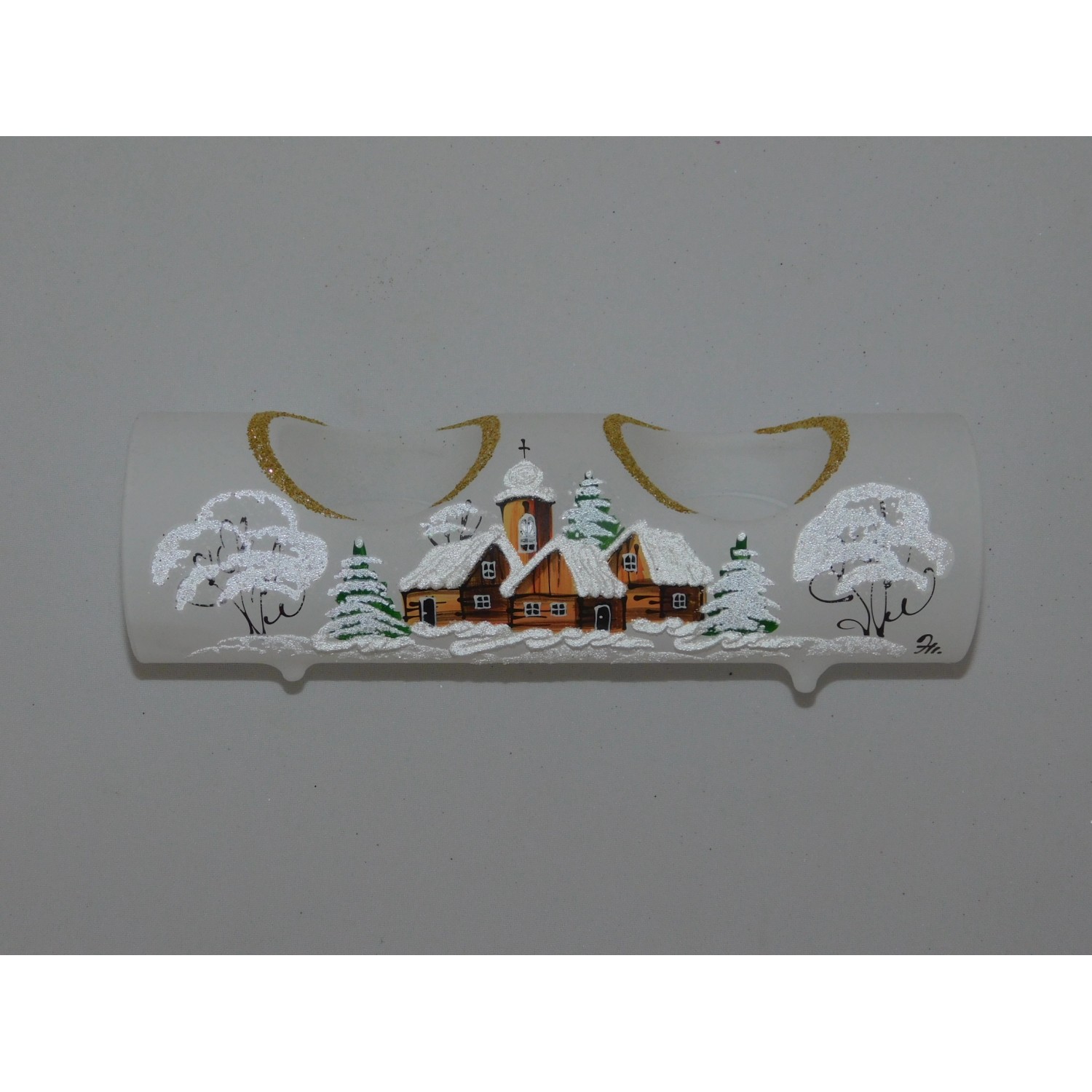 ONREX Skleněný vánoční svícen bílý pr. 60 x 90 cm