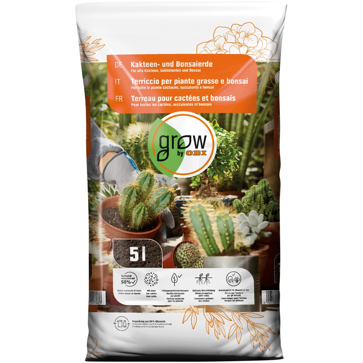 OBI Living Garden Substrát pro kaktusy a bonsaje 5 l