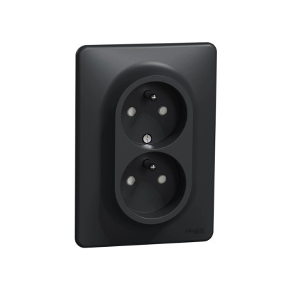 Schneider Electric Dvojitá zásuvka 2P + PE Sedna, 16 - 250 V, antracitová