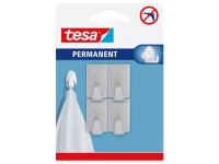 tesa Samolepicí háčky Permanent S obdélníkové, nerezová ocel, 4 ks
