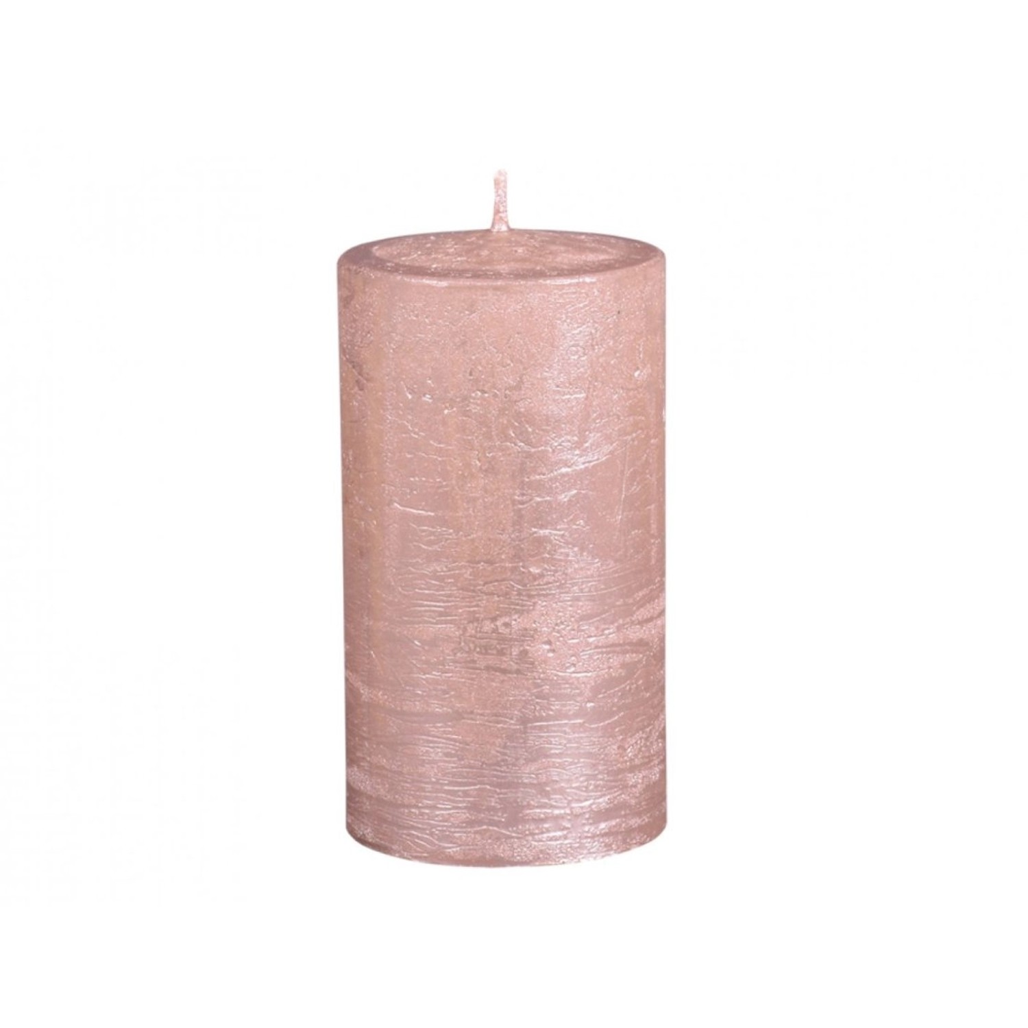 Svíčka válec rustikální, růžová, pr. 6 x 9 cm