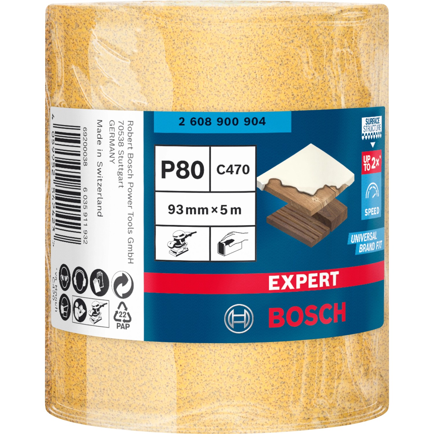 Bosch Professional Brusný papír Expert C470 pro ruční broušení 93 mm x 5 m, G80