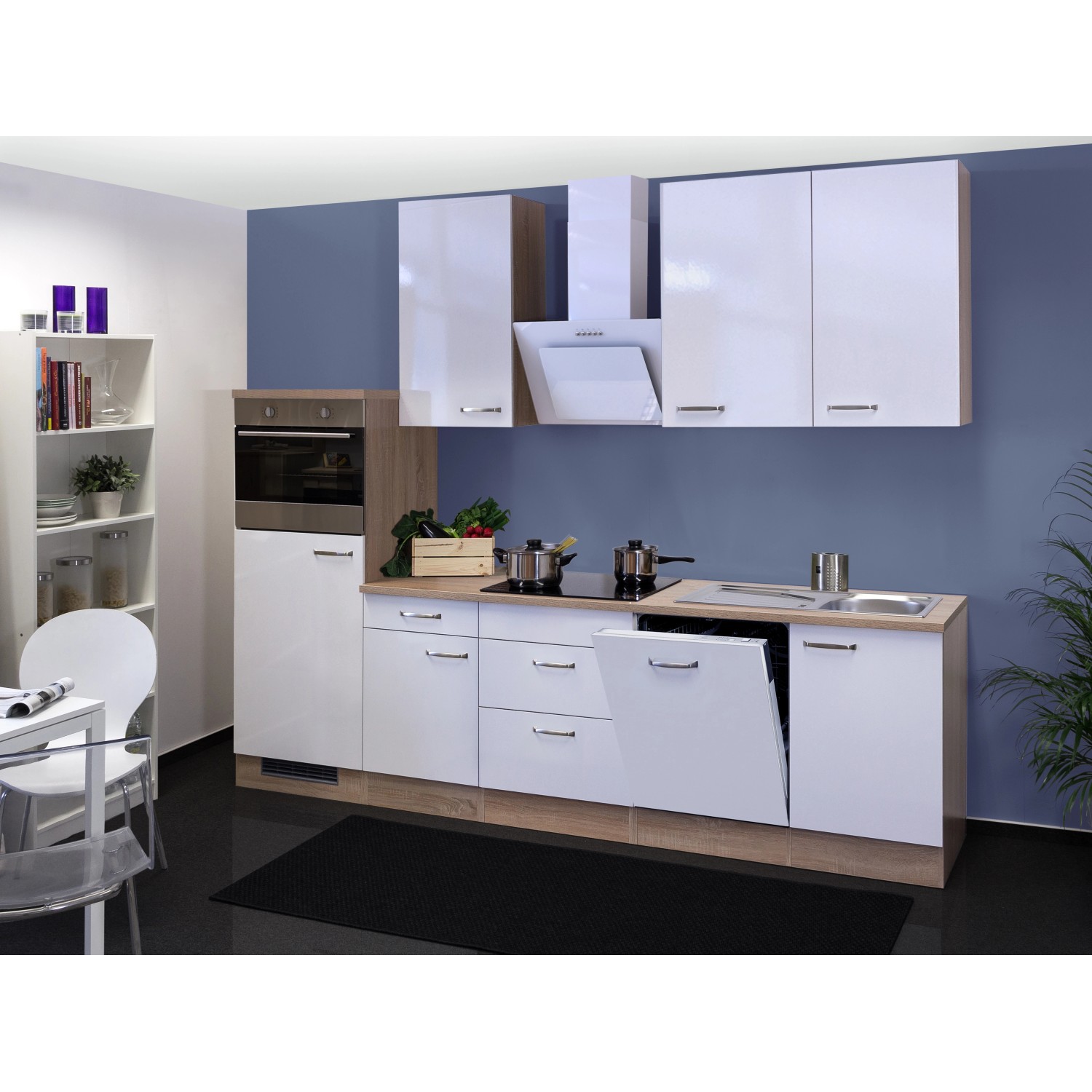 Flex-Well Kuchyně Valero 280 cm/typ 9-lednice/trouba/varná deska/digestoř/myčka