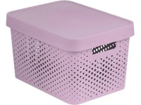 Curver Úložný box s víkem INFINITY děrovaný růžový 17 l, 36 x 22 x 27 cm