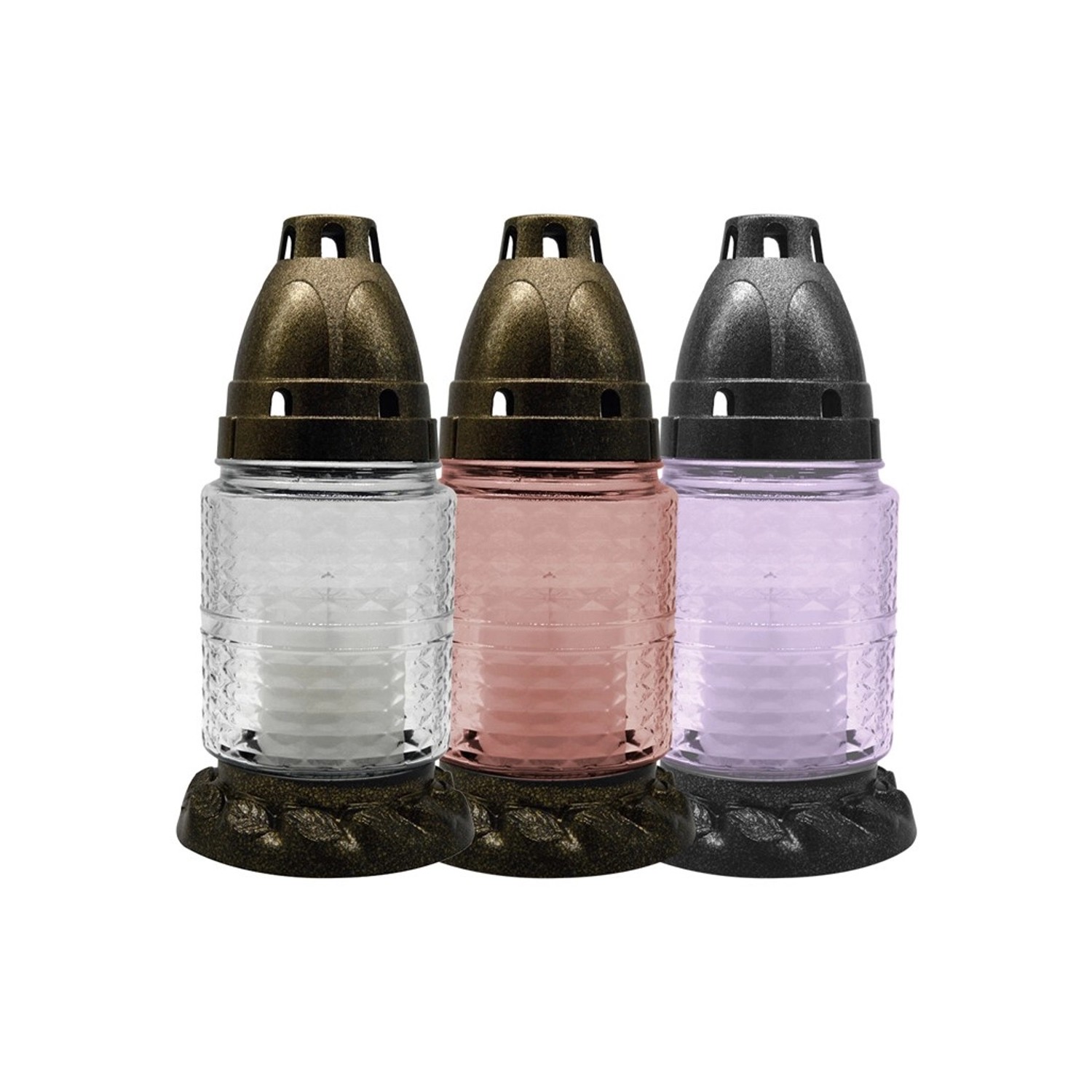 Hřbitovní sklo různé barvy s vkladem 30 g, 17 cm