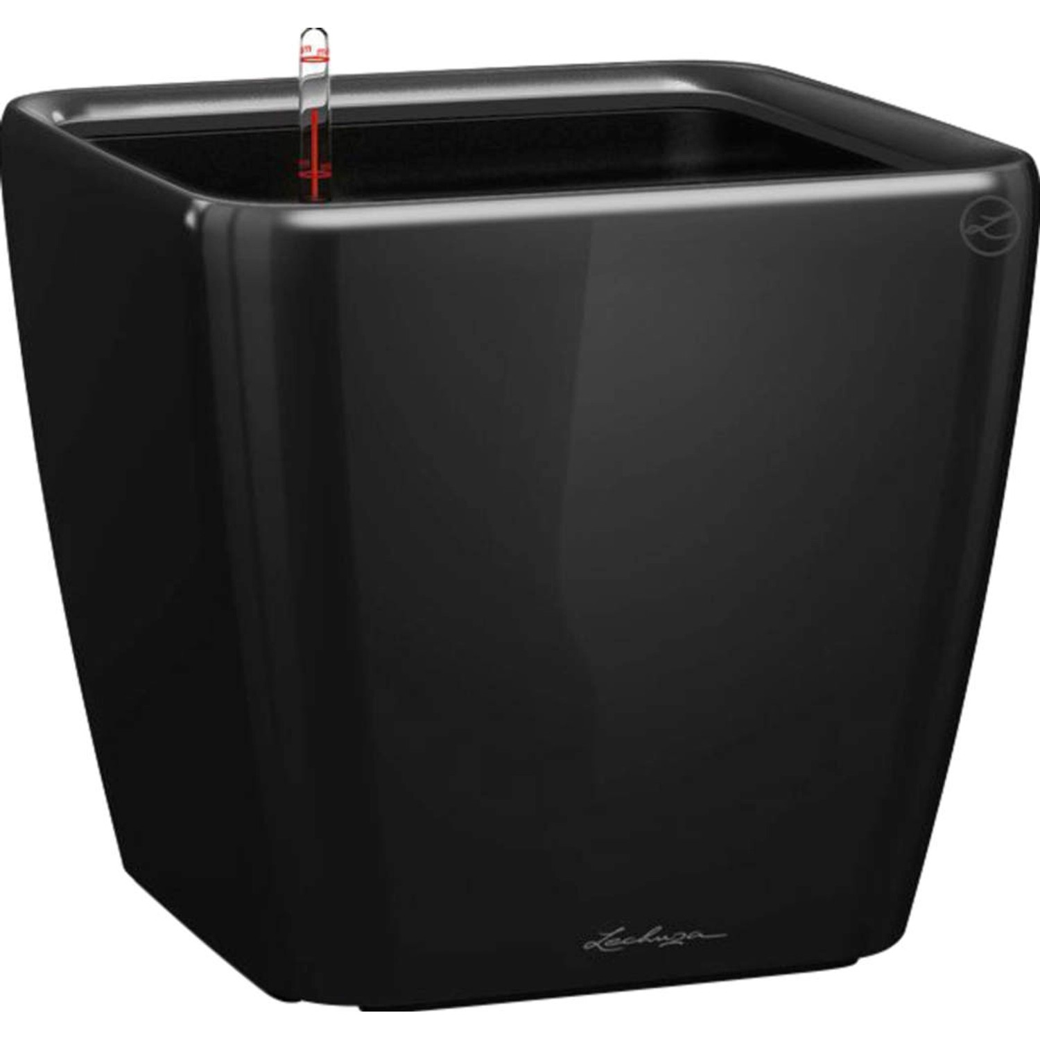 Lechuza Květináč Quadro Premium LS 21, černá vysoce lesklá, 22 x 22 x 21 cm