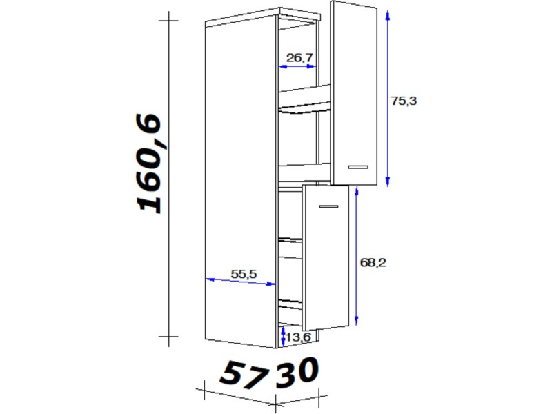 Flex-Well Kuchyňská skříňka x 57,1 160,6 x 30 OBI v cm Vintea vysoká koupit