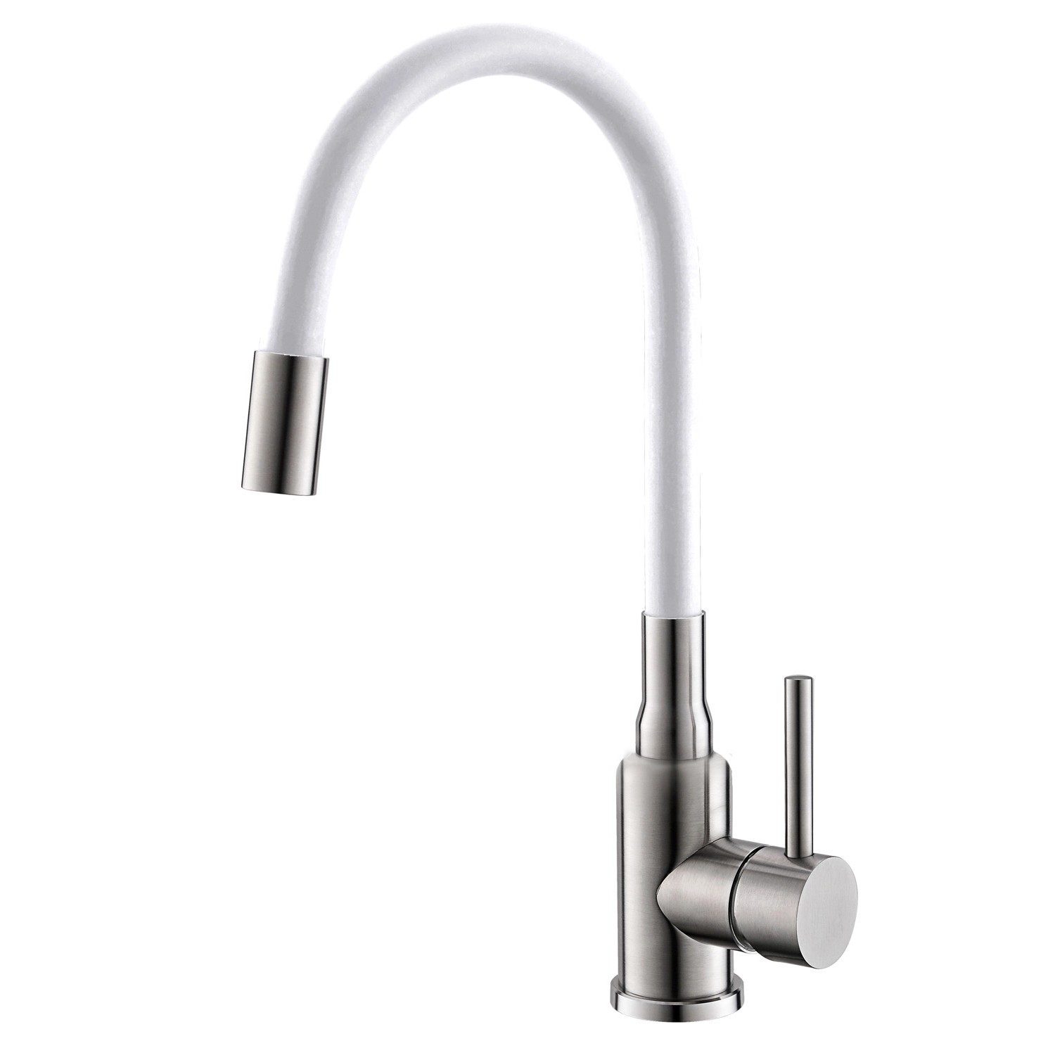 Alveus Stojánková páková dřezová baterie s flexi hadicí Mintas bílá+kartáč.ocel