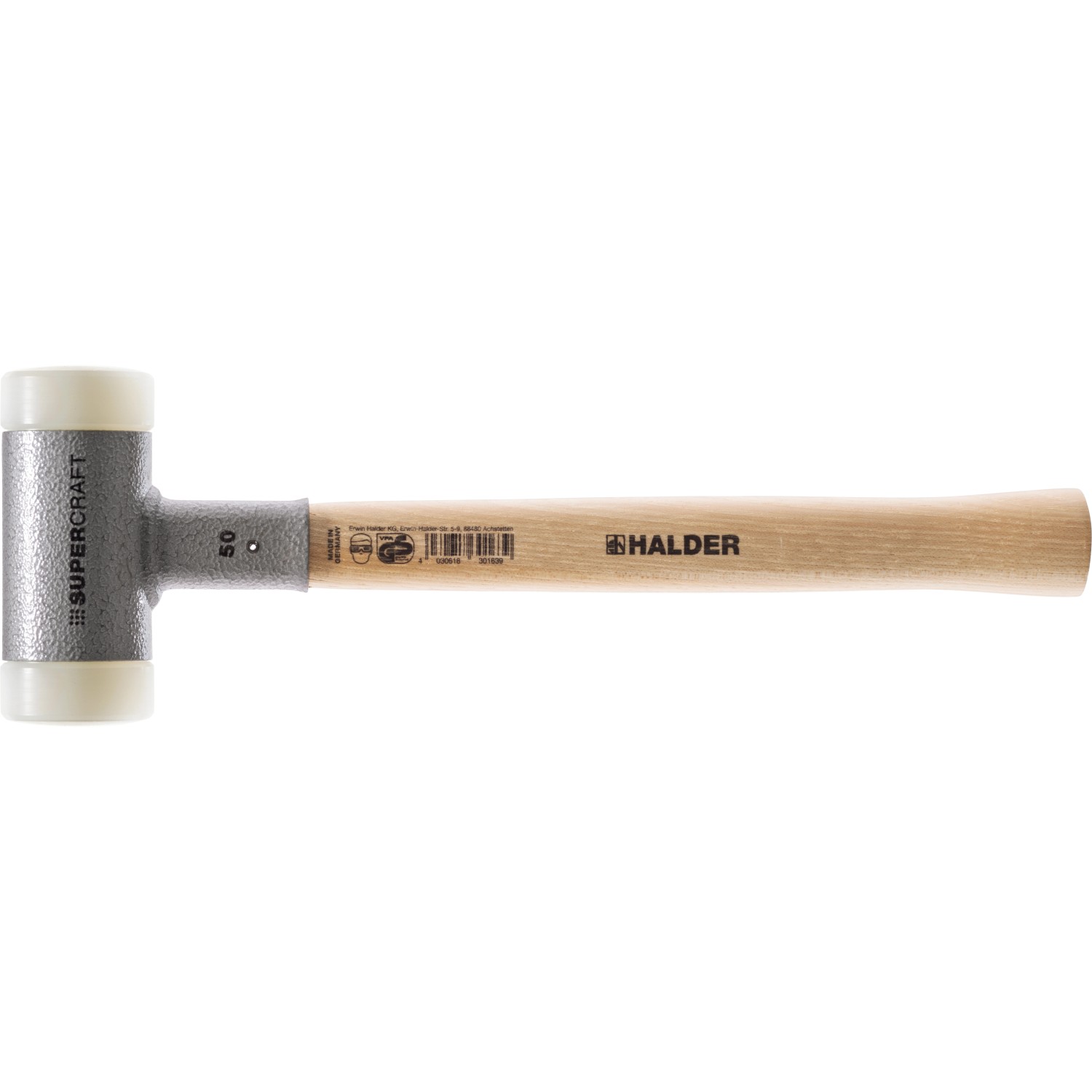 Halder Kladivo Supercraft, nylon/hickory, pr. 40 mm