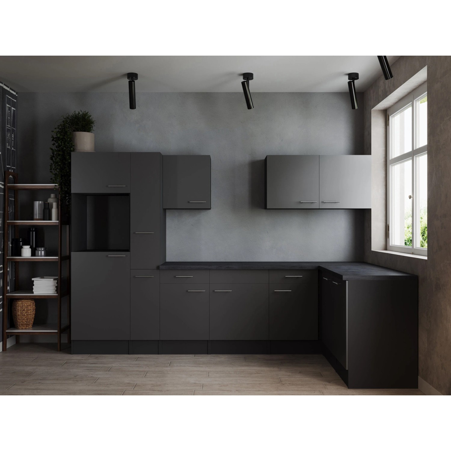 Respekta Kuchyně Oliver L šedá/žula 310 cm - bez el. přístrojů