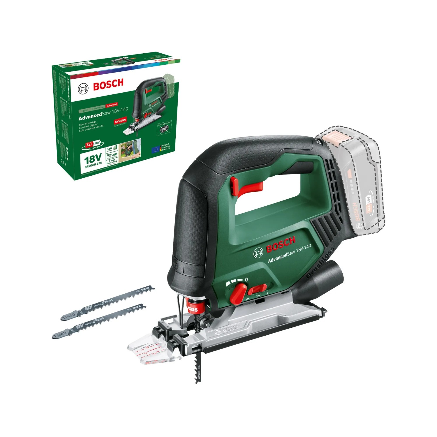 Bosch AdvancedSaw 18V-140 stikksag u/batteri og lader