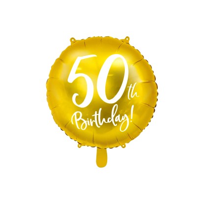 PartyDeco Balón fóliový číslo "50" zlatý 45 cm