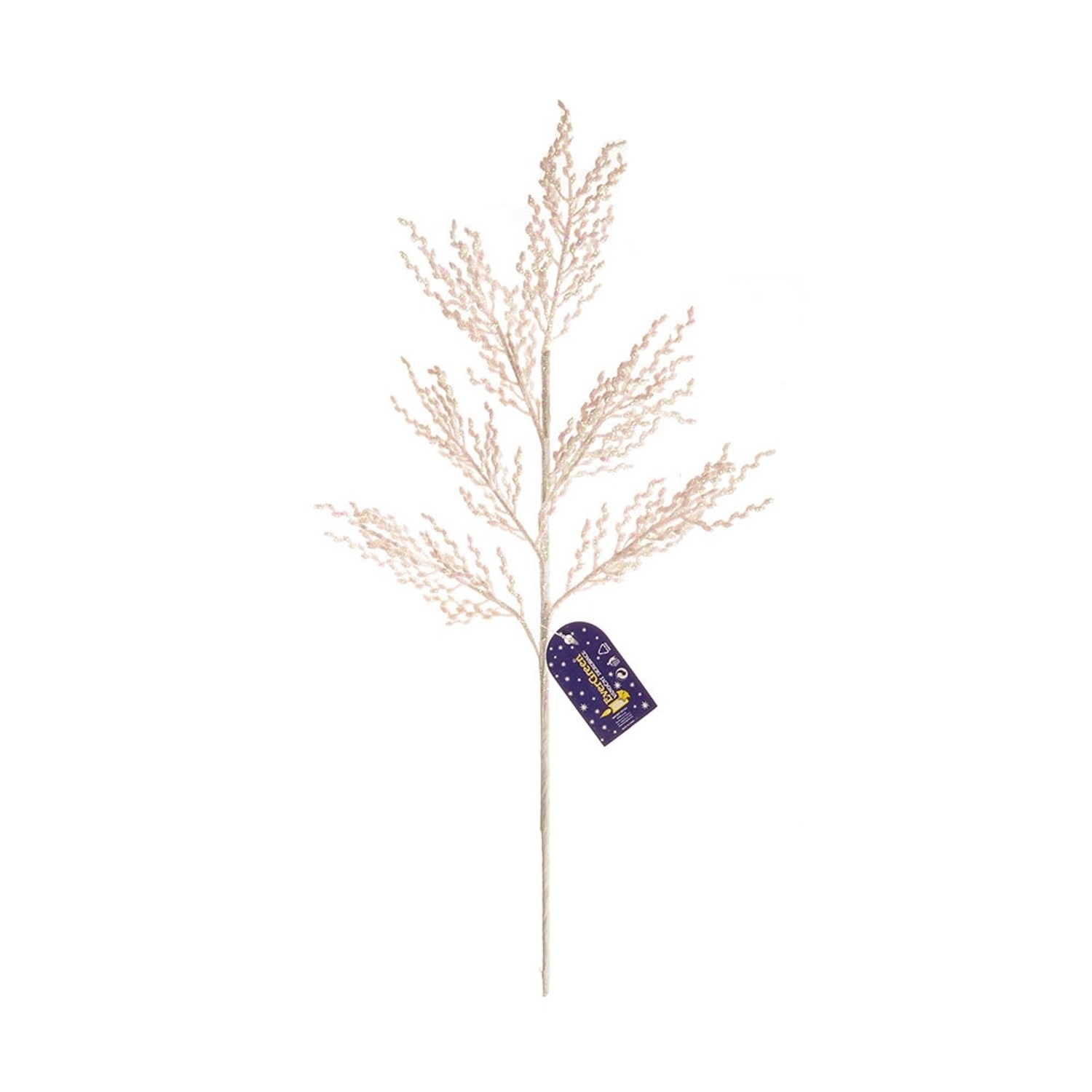 Větvička s lístky Glitter 52 cm, bílá