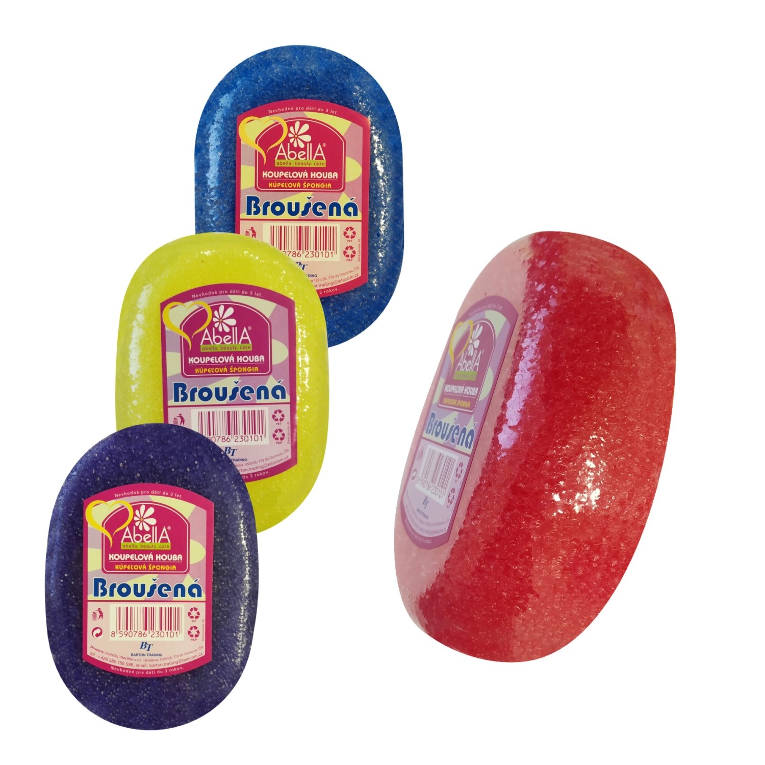 AbellA Koupelová houba Broušená, různé barvy, 1 ks, 12,5 x 9 x 5 cm