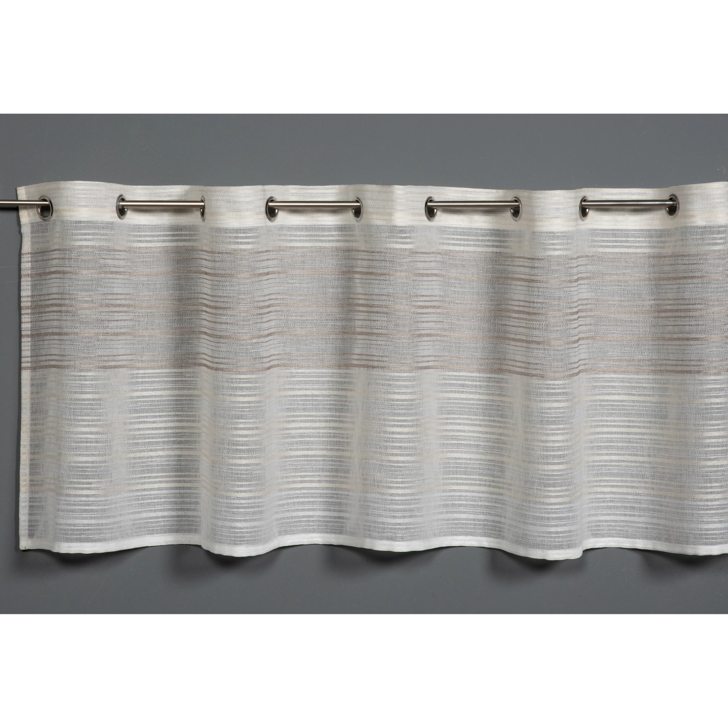 Sehlbach Vitrážová záclona s otvory, tkané pruhy, béžová, 140 x 45 cm