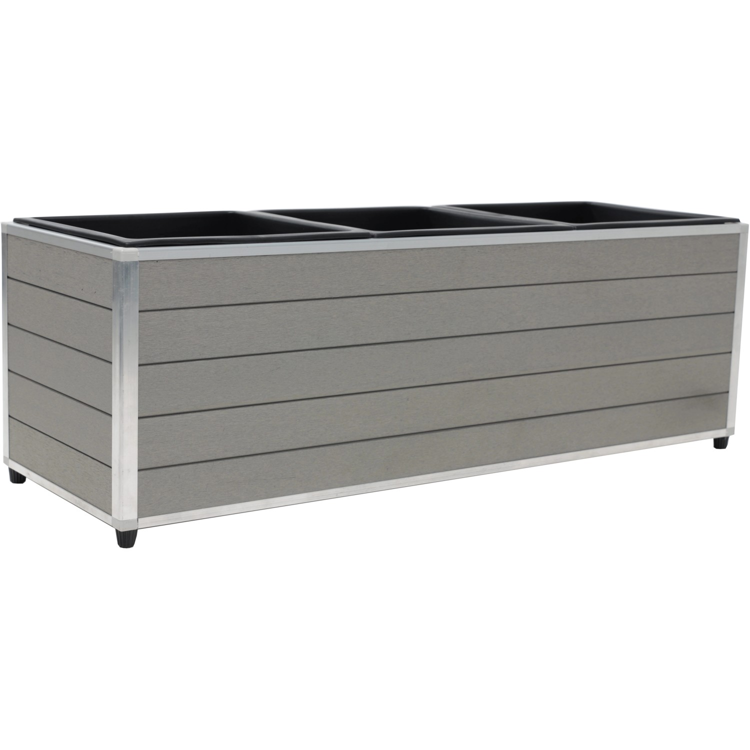 Květinový truhlík obdélníkový se 3 vyjímatelnými vložkami, šedá, 78 x 27 x 27 cm