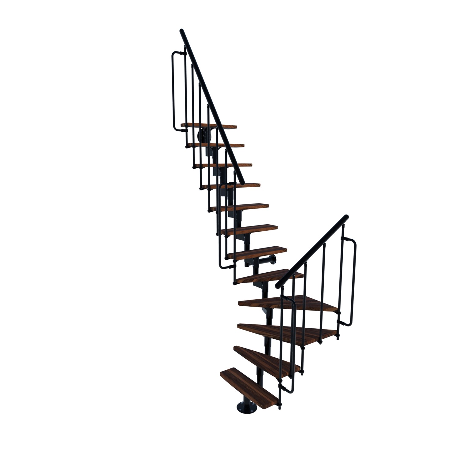 Minka STAIRS Lomené modulové schodiště Joker Turn ořech/černá, 304,2 cm