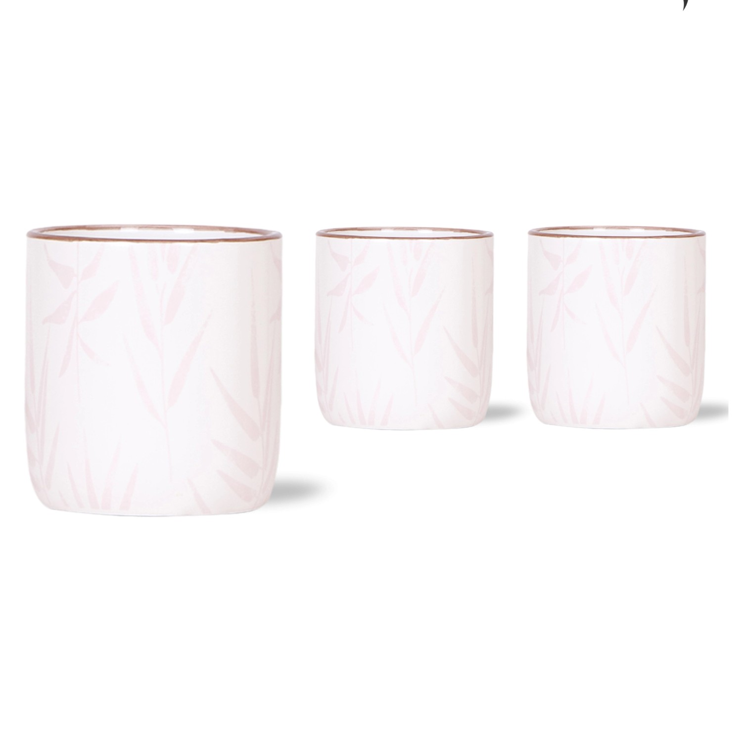 Keramický květináč Leaf bílorůžový pr. 9 x 10 cm