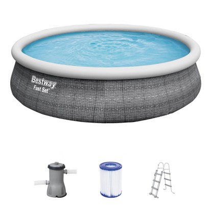 Bestway Bazén Fast Set vč. čerpadla kartuše schůdků ratan pr. 457 x 107 cm