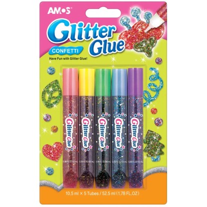 Amos Glitrové lepidlo s konfetami 5 x 10,5 ml