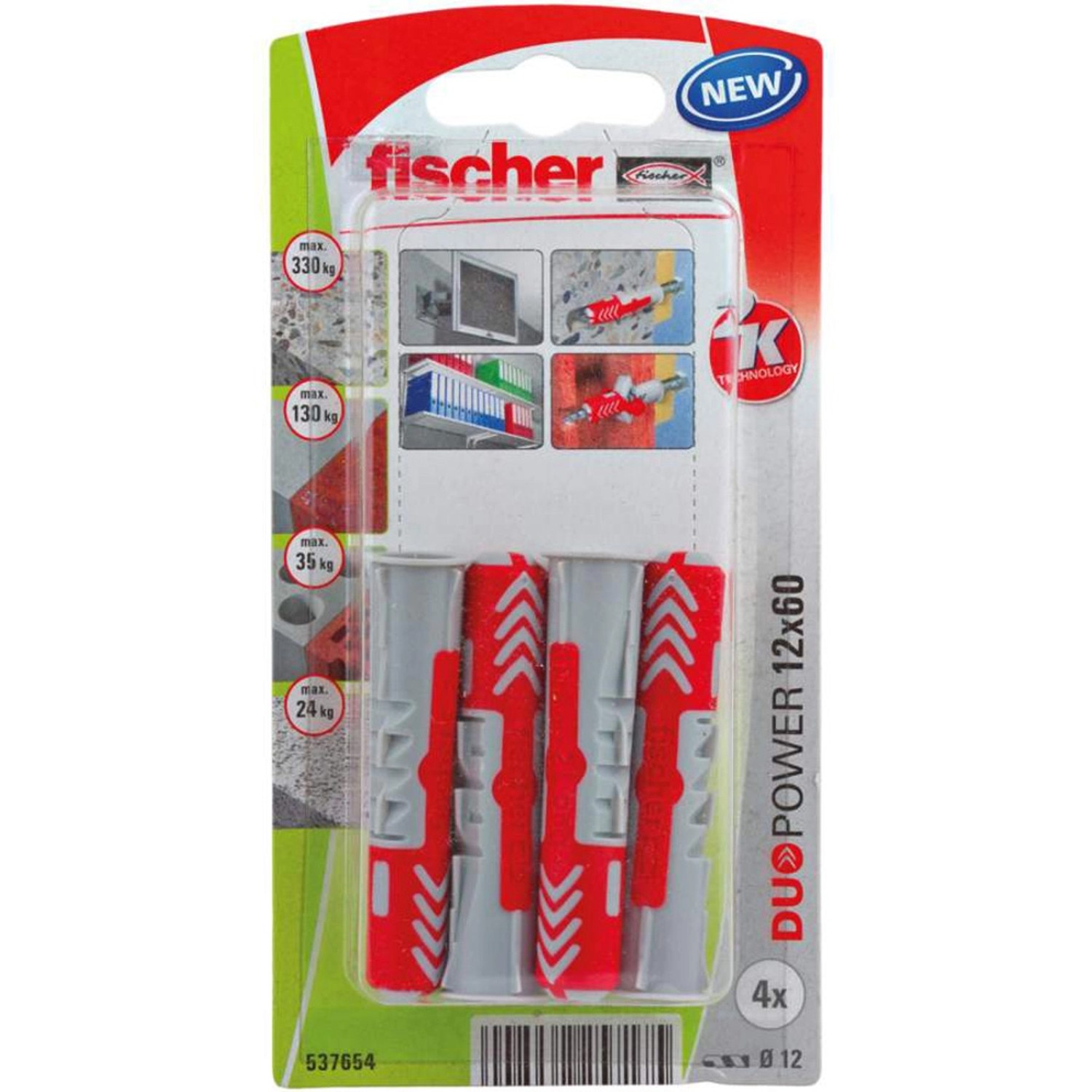 Fischer Hmoždinka DuoPower 12 x 60 K NV, 4 ks