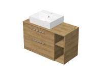 INTEDOOR Koupel.skříň+umyvadl BEE, úchyt chrom, 100cm, regál vpravo, dub Hickory