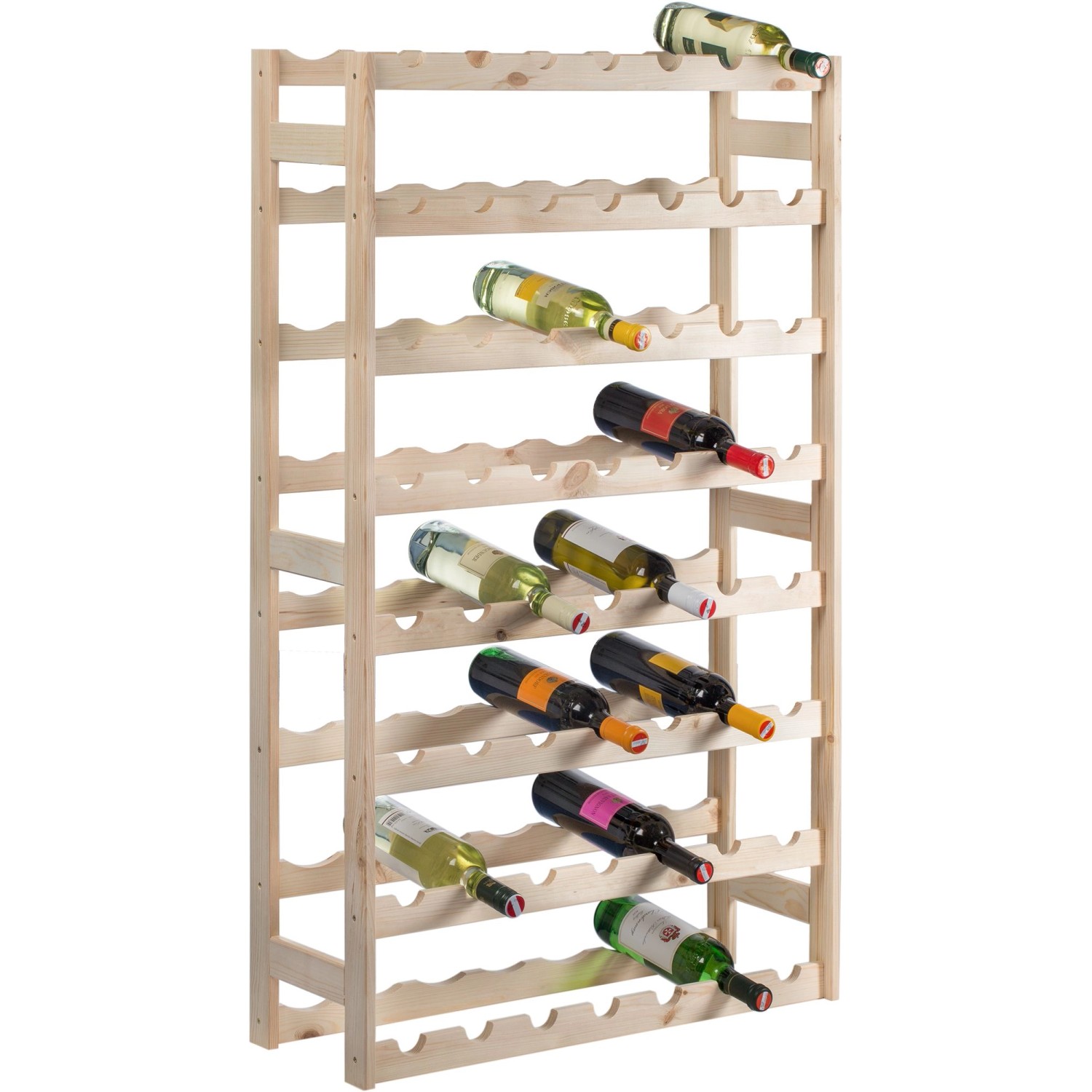 Dřevěný regál na víno pro 56 lahví, přírodní borovice