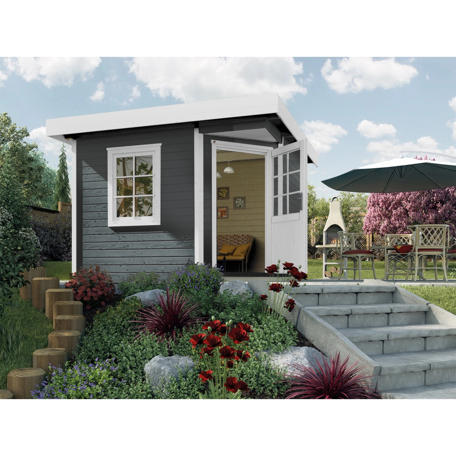 Weka Designový zahradní domek 213 vel. 2, antracitová, 298 x 298 cm
