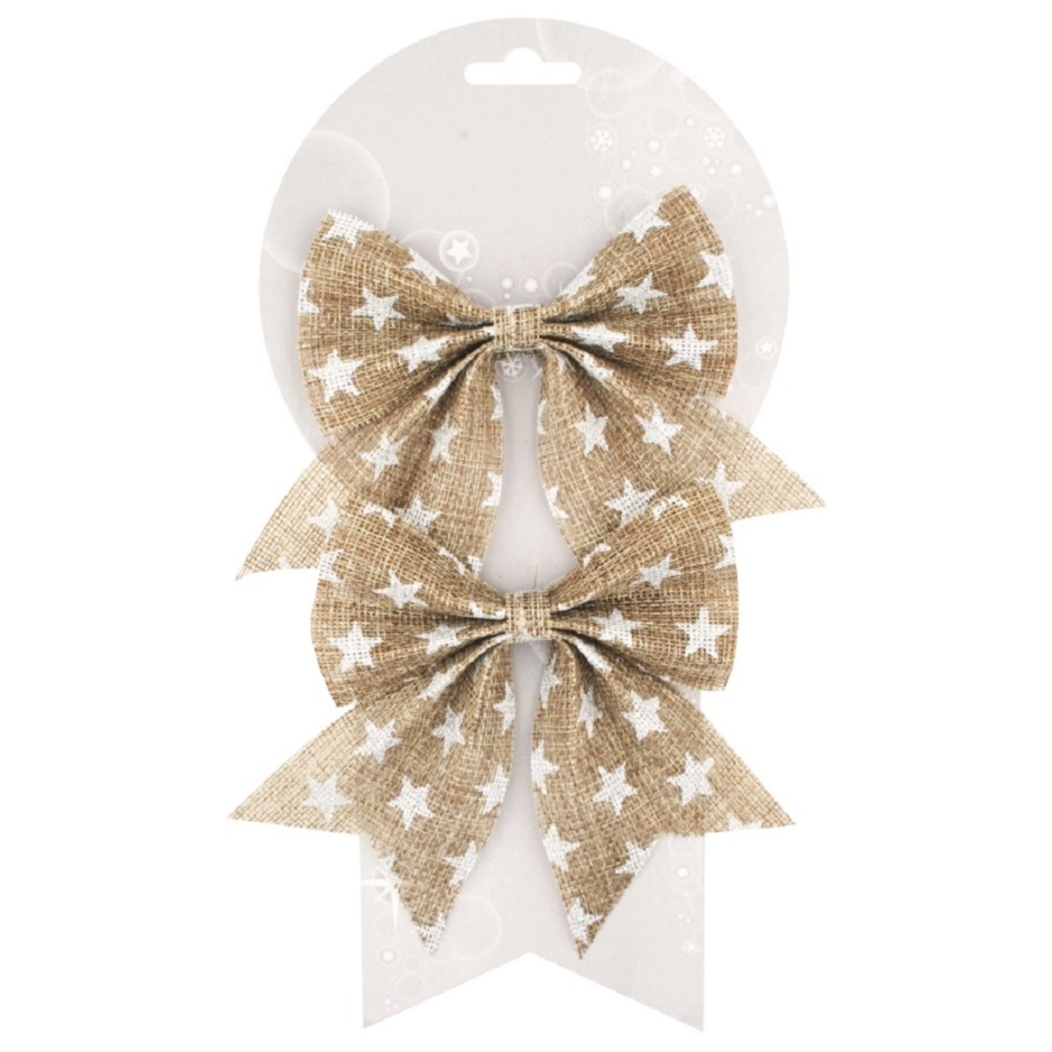 Mašle jutová s hvězdičkami 14 cm, 2 ks