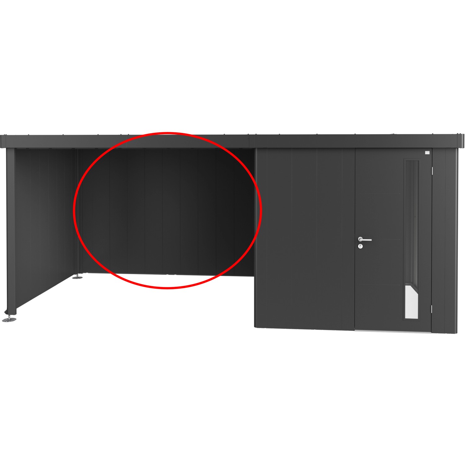 Biohort Zadní stěna pro boční stříšku k zahradnímu domku Neo, šedá