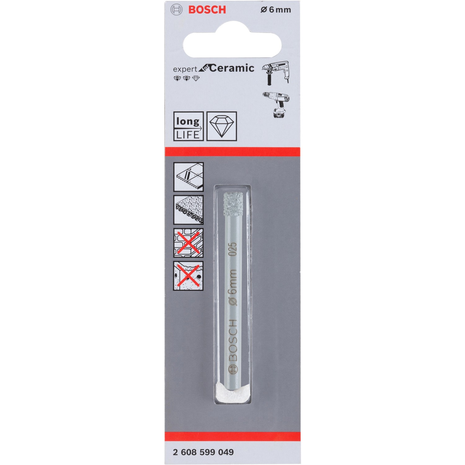 Bosch Diamantová korunka PRO Ceramic Dry pro vrtání za sucha pr. 6 x 66 mm