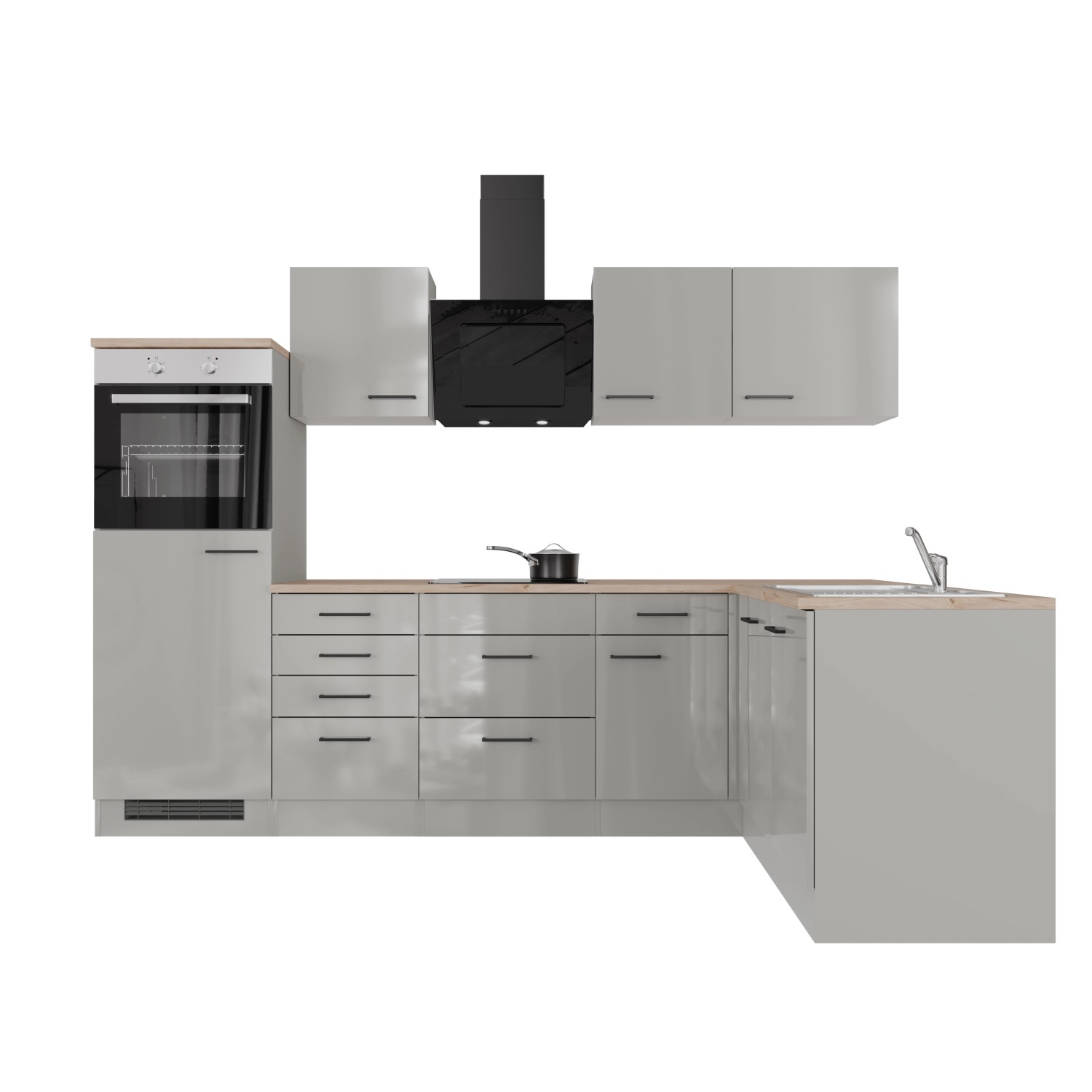 Flex-Well Kuchyně Lund 280x170cm/typ 1-lednice/varná deska/trouba/digestoř/myčka