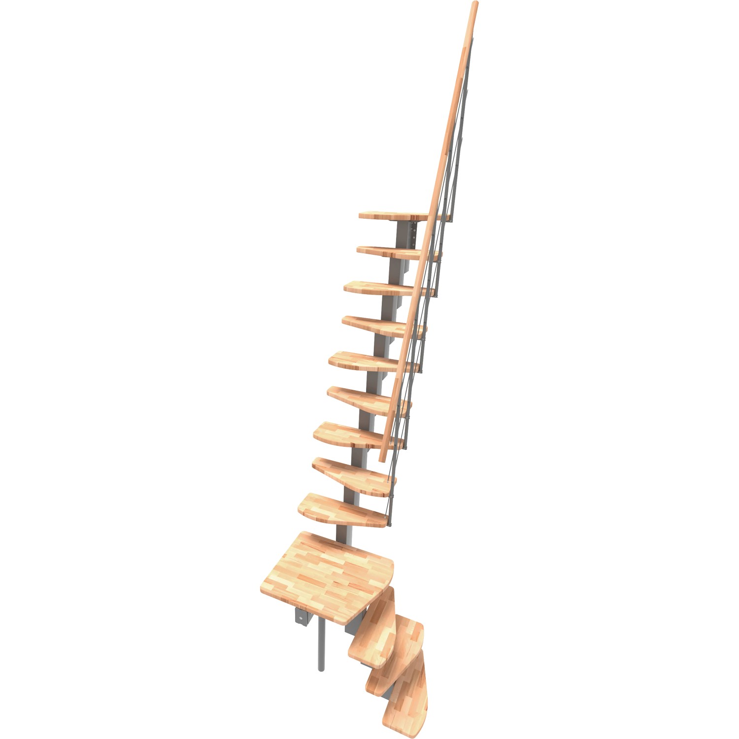 Minka STAIRS Lomené modulové schodiště Quatro Turn buk/šedá, 298 cm