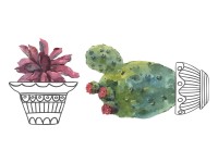 Crearreda Samolepicí dekorace 59181 motiv kaktusy v květináčích, vel. S Crearreda Samolepicí dekorace 59181 motiv kaktusy v květináčích, vel. S