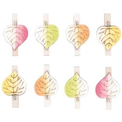 Anděl Přerov Listy dřevěné na kolíčku, 8 ks, 3,5 cm