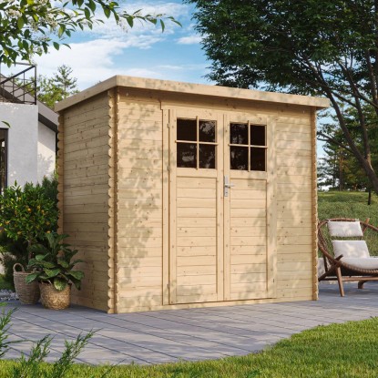Timbela Dřevěný zahradní domek M310F+M310G s podlahou, se zámkem, 118 x 223 cm