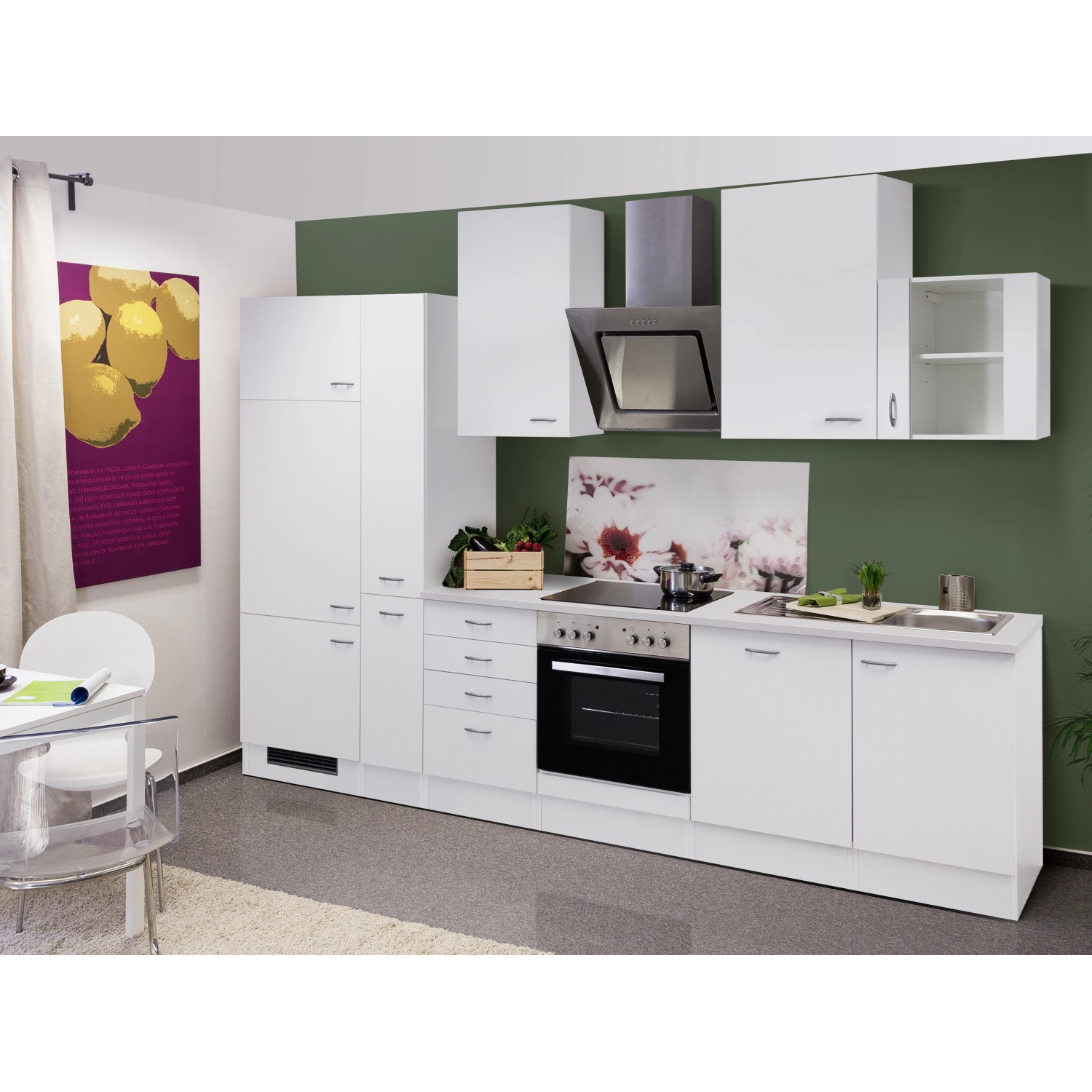 Flex-Well Kuchyně Wito 310 cm/typ 3 - lednice/trouba/varná deska/digestoř/myčka