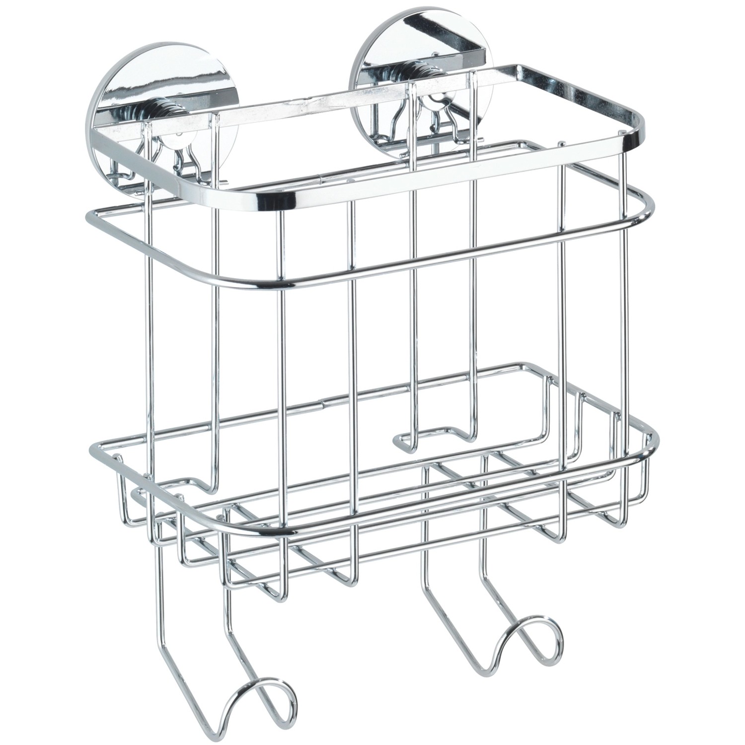 Wenko Turbo-Loc nástěnný košík s háčkem z lesklé nerez oceli