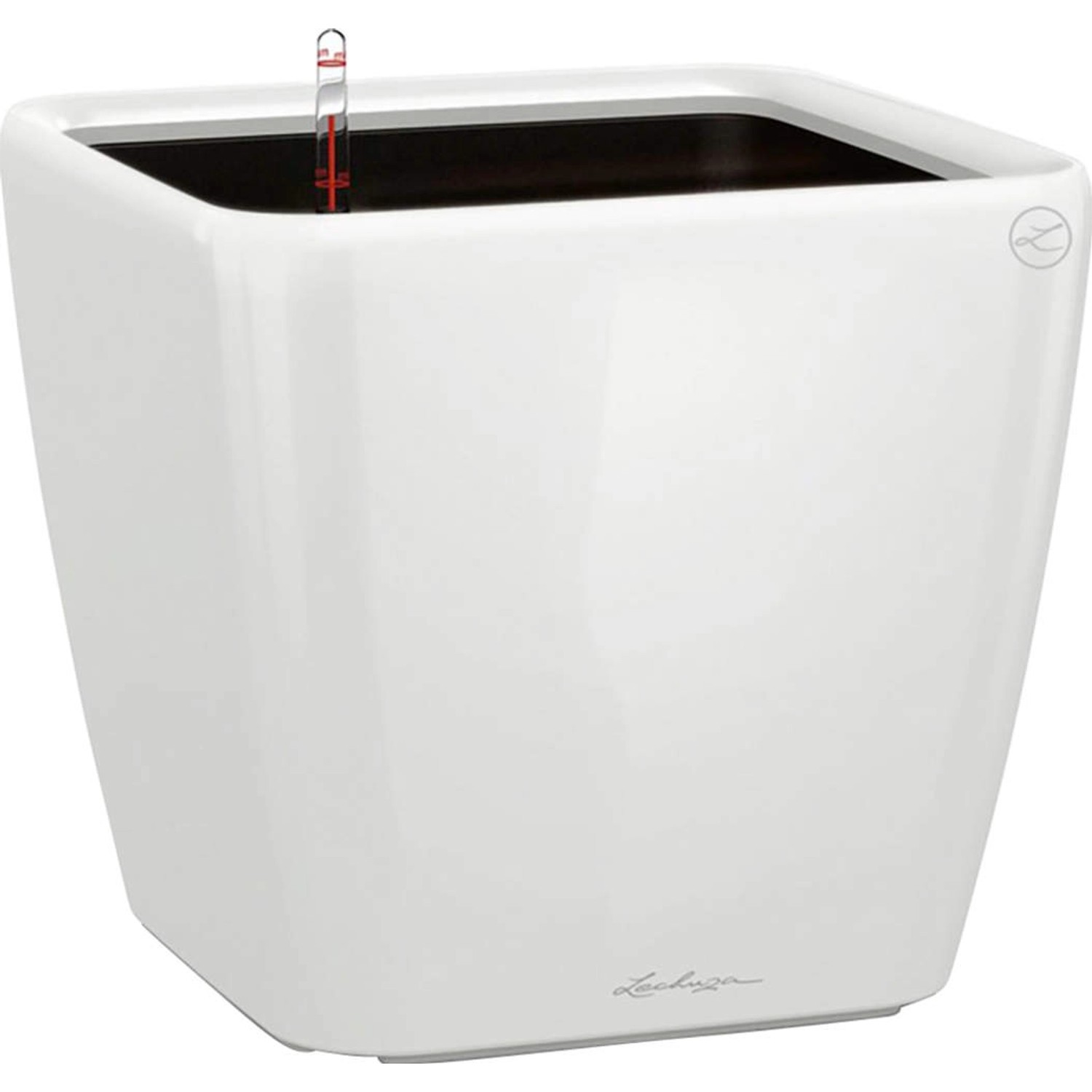 Lechuza Květináč Quadro Premium LS 21, bílá vysoce lesklá, 22 x 22 x 21 cm