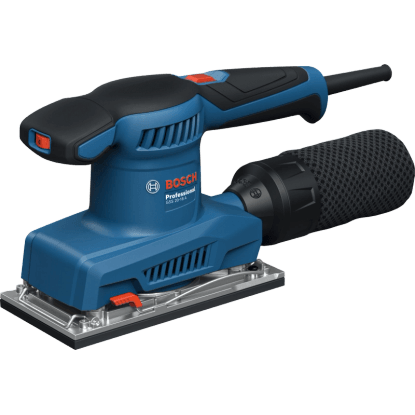 Excentrická bruska Bosch Professional GSS 20-18 A, modrá, s prachovým sáčkem.